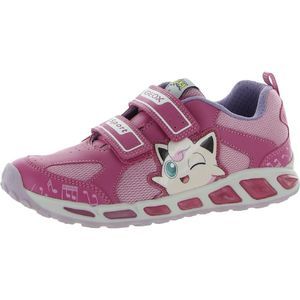 Geox Respira Girls Shuttle Pink Faux Leather Gym Light-Up Shoes Sneakers NWT